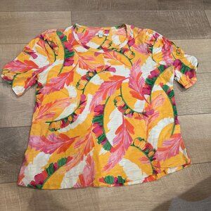 CHICO'S CHICOS WOMENS BRIGHT COLORFUL SHIRT SIZE 2 US LARGE